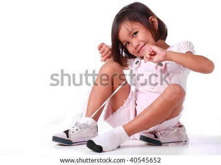 Girl Tying Shoes