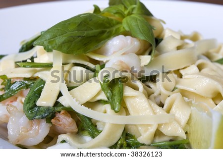Tasty sea food with italian pasta, healthy food