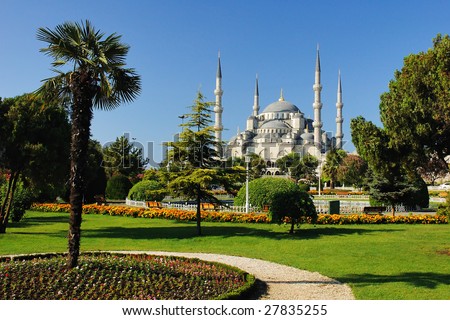 Sultan Ahmed Mosque (Blue Mosque) and garden. Turkey. Istanbul.