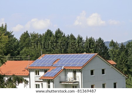 Residential building with solar roof
