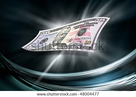 fifty dollars banknote on abstract dark background
