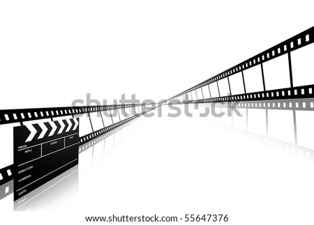 clap board ant film strip isolated on white