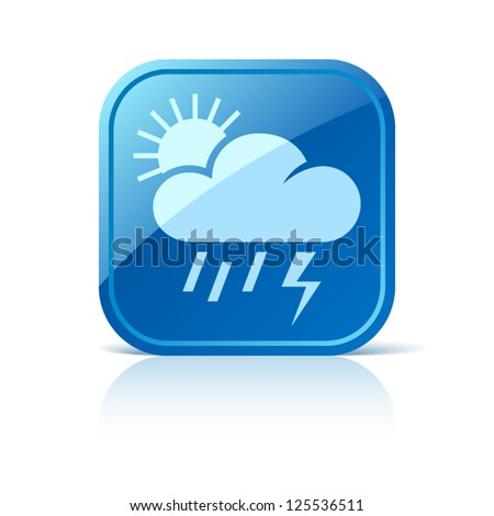 Thunderstorm, rain and sun vector icon