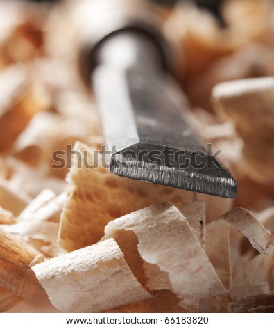 Vintage Woodworking Tool And Wood Chips, Macro Stock Photo 66183820