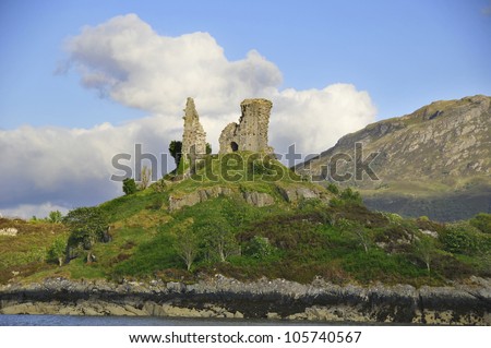 Castle Moil, Kyleakin, Isle of Skye, Scotland .In the late 15th century Clan Mackinnon moved from their earlier base at Dun Ringill, near Elgol, to this castle at Kyleakin.
