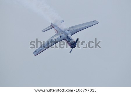 BROMONT,QUEBEC,CANADA - JULY 1:  Unidentified Pilot during air show on July 1 2012. Bromont, Canada. Air show at the Roland-Desourdy Airport to benefit LEUCAN for cancer research.