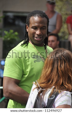 MONTREAL, CANADA-AUG. 19: Georges Laraque at the Community Day for Montreal Pride celebrations festival  Aug. 19, 2012, Montreal. Georges Laraque is a retired Canadian professional ice hockey forward