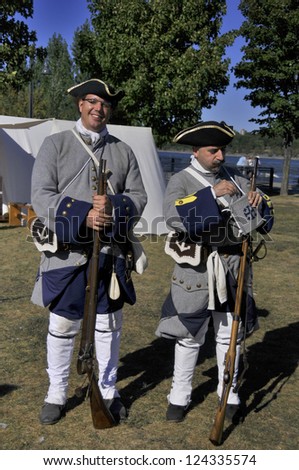 MONTREAL CANADA- SEPT. 02: Montreal military culture festival participant on Sept. 02 2012 in Montreal, Canada. The Great Military Montrealers from 1812-2012 exhibition.