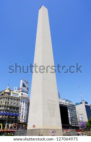 BUENOS AREAS ARGENTINA NOVEMBER 29: Plaza de Avenida 9 de Julio is a wide avenue in the city of Buenos Aires, Argentina. Its name honors Argentina\'s Independence Day, July 9, 1816. On nov. 29 2011