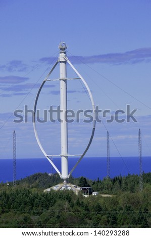 CAP CHAT, QUEBEC, CANADA-AUGUST 25: World's largest vertical axis wind turbine August 25 2012 in Cap Chat Quebec Canada. Wind is becoming a more significant part of Quebec's energy supply.