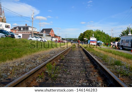 LAC MEGANTIC CANADA JULY 14: Rail direction to the wost train disaster in the canadian history on july 14 2013 in Lac Megantic Canada. 50 people was killed in this  humanitarian  disaster.