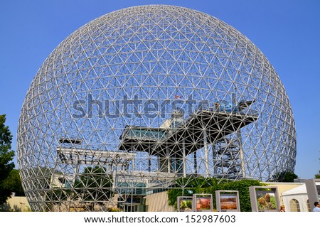 MONTREAL-CANADA AUGUST 25: The Biosphere is a museum in Montreal dedicated to the environment. Located at Parc Jean-Drapeau in the former pavilion of the United States on 08 25 2012 Montreal, Canada