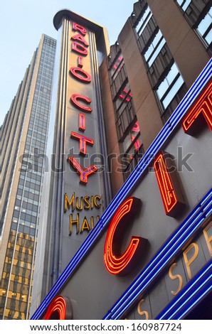 New York City - Oct, 26: Radio City Music Hall At Rockefeller Center Otc 26, 2013 In New York, Ny. Completed In 1932, The Famous Music Hall Was Declared A City Landmark In 1978.
