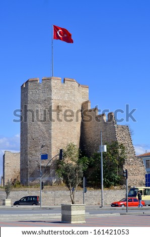 ISTANBUL TURKEY SEPT 25 :Walls of Constantinople are a defensive stone walls  protected the city of Constantinople since its founding by Constantine the Great. on Sept 25, 2013 in Istanbul Turkey.