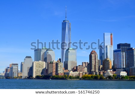 New York - October 24: Lower Mahattan And One World Trade Center Or Freedom Tower On October 24, 2013 In New York City, New York.Is The Primary Building Of The New World Trade Center Complex