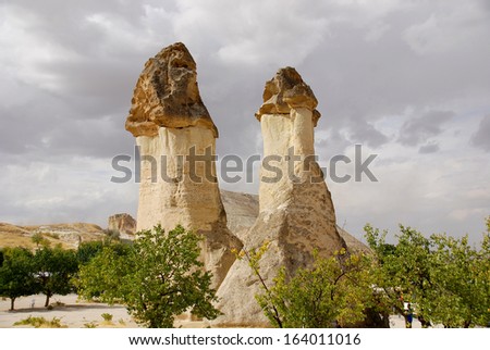 Probably the best known feature of Cappadocia, Turkey found in its very heart, are the fairy chimneys of Goreme and its surrounding villages