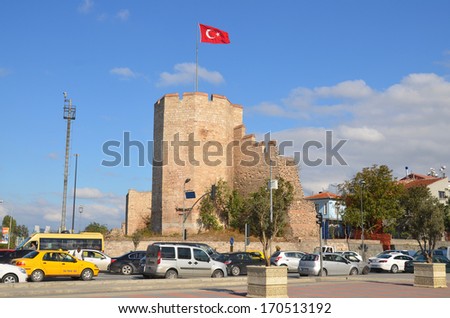 ISTANBUL TURKEY SEPT 25 :Walls of Constantinople are a defensive stone walls protected the city of Constantinople since its founding by Constantine the Great. on Sept 25, 2013 in Istanbul Turkey.