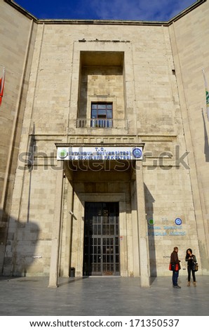 ISTANBUL TURKEY OCTOBER 04:Entrance of Istanbul University is a prominent Turkish university located in Istanbul. The main campus is adjacent to Beyaz?t Square, october 04, 2013 in Istanbul, Turkey.