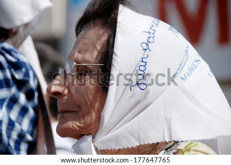 UENOS AIRES, ARGENTINA - NOV 17: An unidentified woman marches in Buenos Aires, Argentina with \