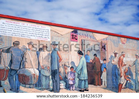 CHEMAINUS BC CANADA JUNE 28: Mural in.Chemainus is now known world-wide as the world\'s largest outdoor art gallery and draws approximately 400,000 visitors annually.On june 28 2009 in Chemainus Canada