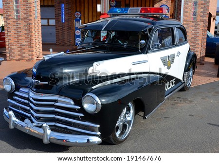 VALLE ARIZONA USA APRIL 16: 1947 Plymouth police car cneter the little town of Valle Arozona USA on april 16 2014.