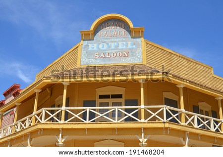 TUCSON ARIZONA APRIL 24: A vintage saloon at Old Tucson on april 24 2014 in Tucson Arizona. A Western saloon is a kind of bar particular to the Old West.