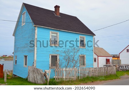 TRINITY NEWFOUNDLAND JUNE 12: Typical fisherman house on june 12 2014 in Trinity Newfoundland. The town contains a number of buildings recognized as Registered Heritage Structures by the province.