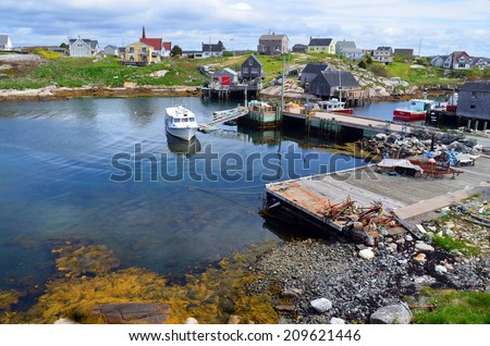 PEGGY\'S COVE NOVA SCOTIA JUNE 6: Typical fisherman village in Peggy\'s Cove a small rural community located on the eastern shore of St. Margarets Bay in Nova Scotia on june 6 2014.