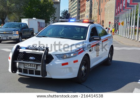 MONTREAL CANADA SEPT 02: Car of the Canadian Forces Military Police (CFMP) contribute to the effectiveness and readiness of the Canadian Forces sept. 02 2014 in Montreal Quebec Canada