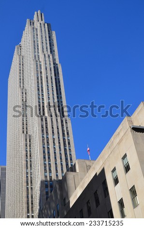 NEW YORK CITY OCT 27: Rockefeller Center on Oct 27, 2013 in New York. Rockefeller Center is a complex of 19 commercial buildings. It is a National Historic Landmark.