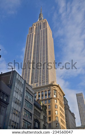 NEW YORK CITY, NY - OCT 29: Empire State Building on Oct. 29, 2013 in New York City. Empire State Building is a 102-story landmark was world\'s tallest building for more than 40 years