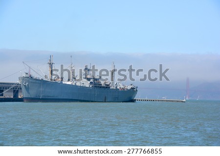 SAN FRANCISCO CA USA 04 12 2105: SS Jeremiah O\'Brien is a Liberty ship built during World War II and named for American Revolutionary War ship captain Jeremiah O\'Brien. Now based in San Francisco,