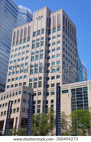 MONTREAL QUEBEC CANADA 07 25 2015: International Civil Aviation Organization (ICAO) Building also accommodated various airline and the headquarters of IATA, the International Air Transport Association