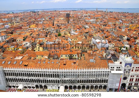Venice cityscape - famous old city in Italy. Aerial view.UNESCO World Heritage Site.Venice is a city in northern Italy known both for tourism and for industry, and is the capital of the region Veneto