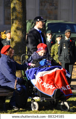 MONTREAL CANADA NOVEMBER 6 :Canadians veterans taking place for the remembrance Day on November 6,  2011, Montreal, Canada.The day was dedicated by King George V on 7-11-19 as a day of remembrance.