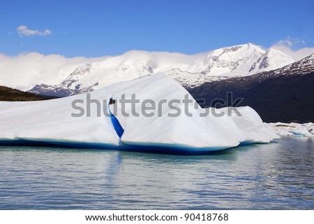 Iceberg on Lago Argentino is a lake in the Patagonian province of Santa Cruz, Argentina.The lake lies within the Los Glaciares National Park, in a landscape with numerous glaciers.