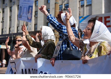 BUENOS AIRES, ARGENTINA - NOV 17: Unidentified women march in Buenos Aires, Argentina with \
