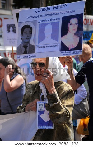 BUENOS AIRES, ARGENTINA - NOV 17: Unidentified woman march in Buenos Aires, Argentina with \