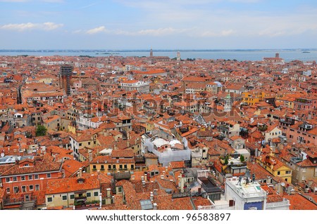 Venice, Italy cityscape - view from Campanile di San Marco. UNESCO World Heritage Site.