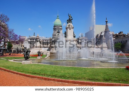 Congressional Plaza is a public park facing the Argentine Congress in Buenos Aires Argentina. The plaza is part open space comprising 3 adjoining plazas to the east of the Congress building