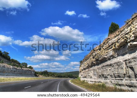 road through two cliffs