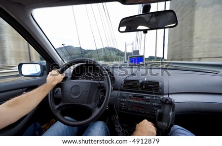 Car interior with car gps navigational system