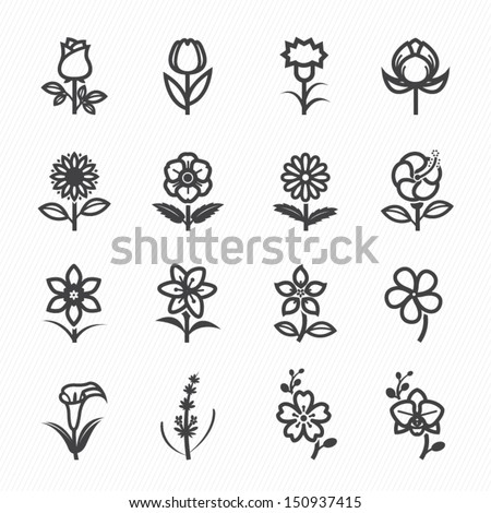 Flower Icons For Pattern With White Background