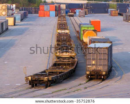 containers loaded on rail track for departure