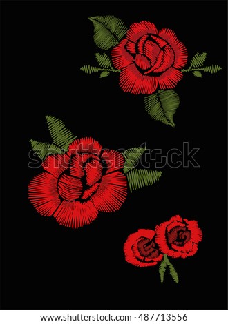 red roses embroidery