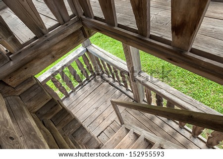 Wooden ladder in old house