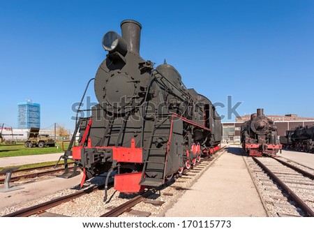 TOGLIATTI, RUSSIA - MAY 2, 2013: Old steam locomotive at the depot. Museum of Technology in Togliatti