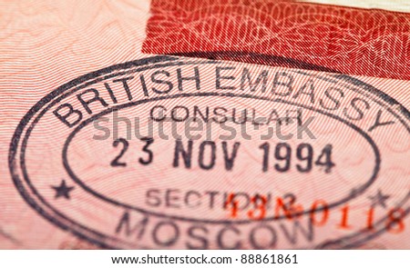 British visa stamp in your passport