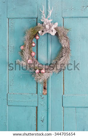 Christmas door wreath, blue, decor