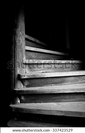 Old wooden stair case.